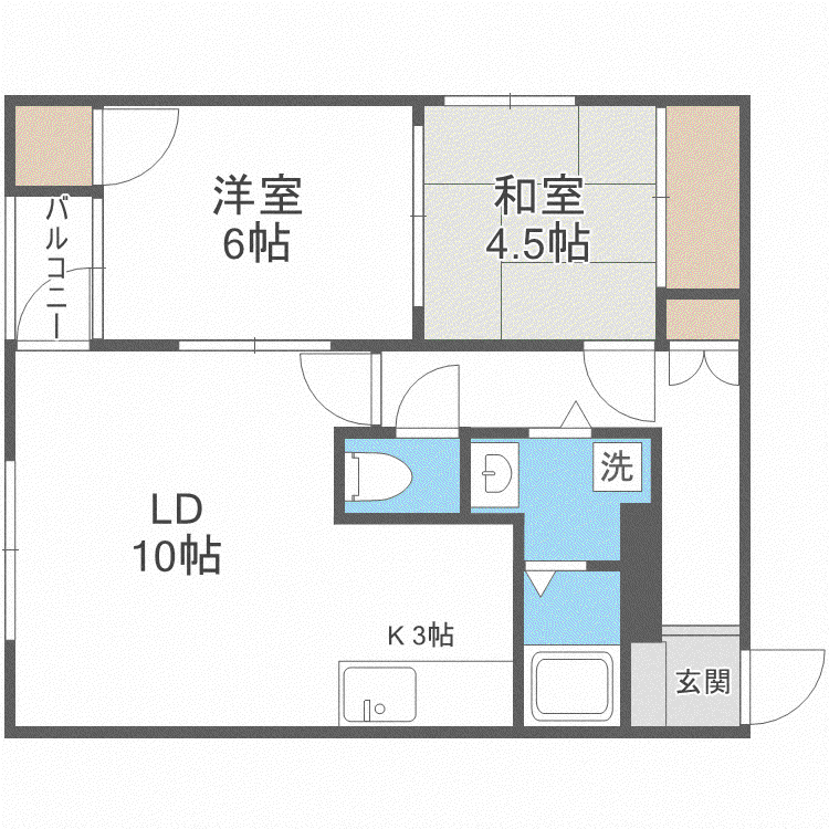アルカディア宮の森(2LDK/1階)の間取り写真