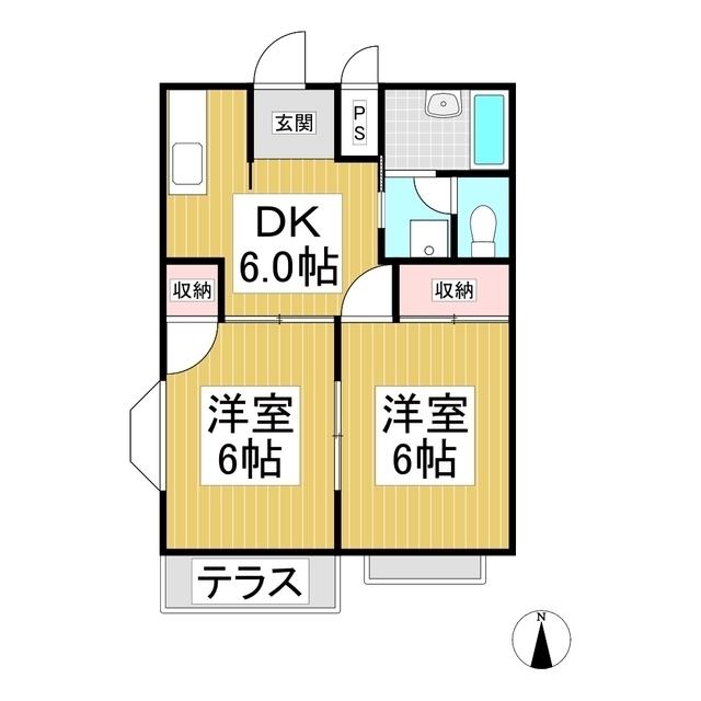 アーバン稲葉(2DK/1階)の間取り写真