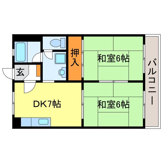 市兵衛第二ビル(2DK/2階)の間取り写真