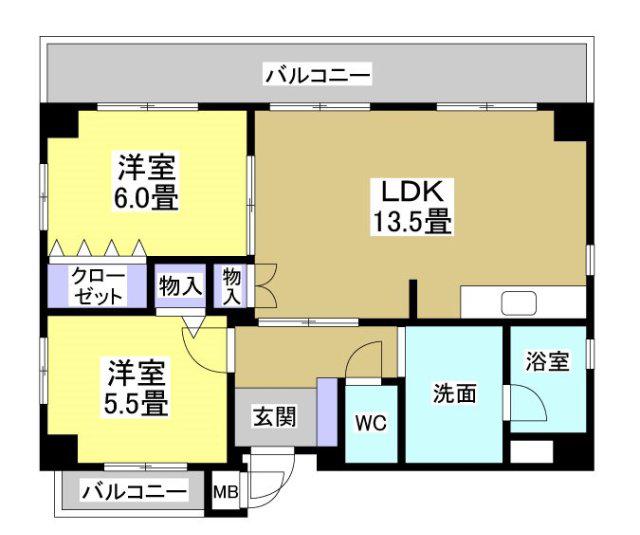 グランドパレス浜松(2LDK/3階)の間取り写真