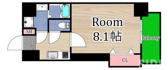 ドゥエリングASAHI(1K/2階)の間取り写真