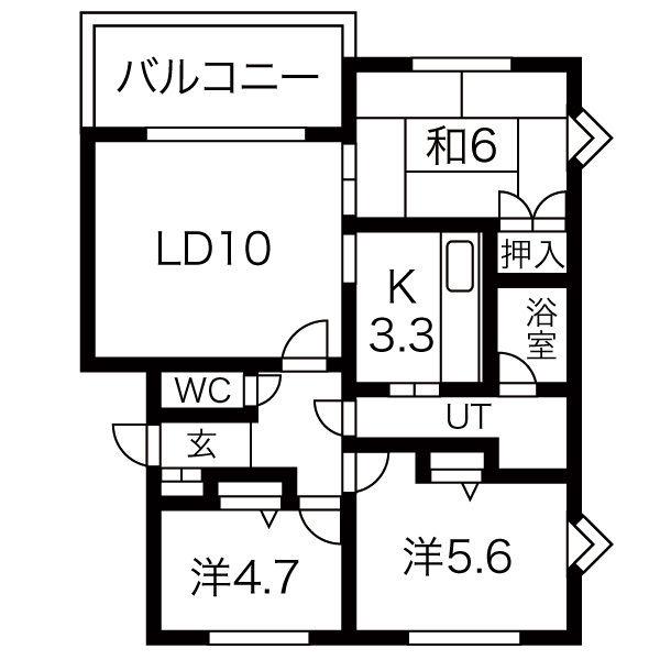 旭ヶ丘ガーデンヒルズ(3LDK/1階)の間取り写真