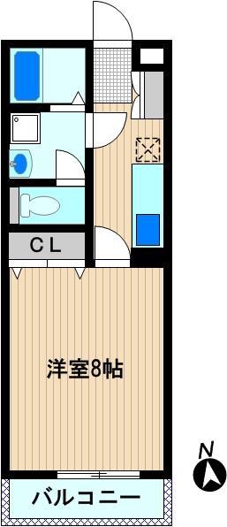 エバーグリーン(1K/2階)の間取り写真