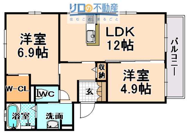 IVORY COURTA棟(2LDK/2階)の間取り写真