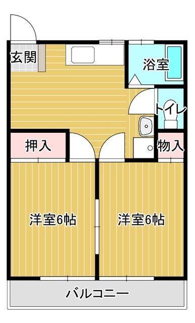 イーストハイツ(2DK/2階)の間取り写真