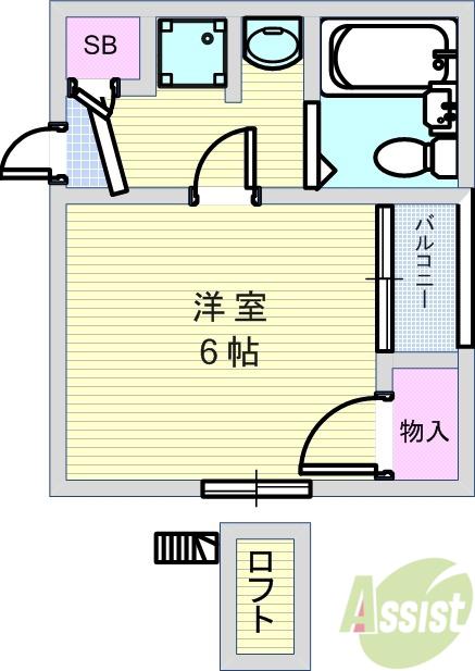 プライムハウス豊南(1K/4階)の間取り写真