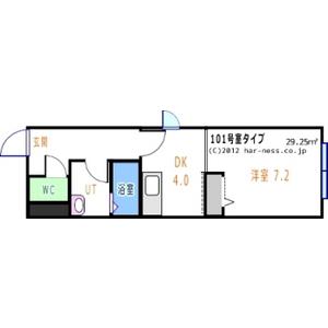 サンライズ札幌(1DK/1階)の間取り写真