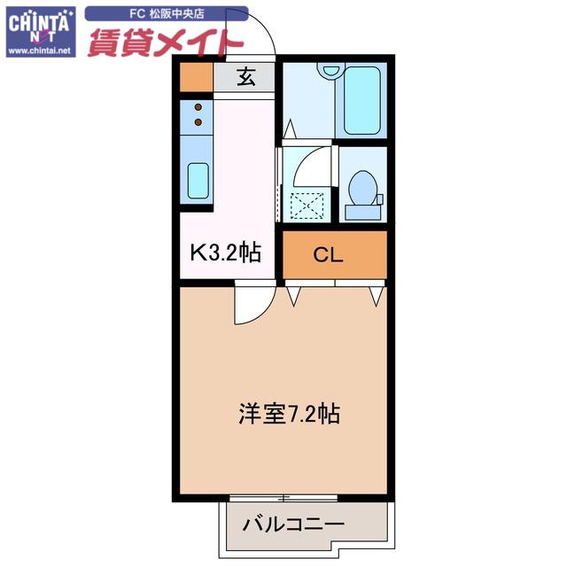 サンコーポ翔C(1K/1階)の間取り写真