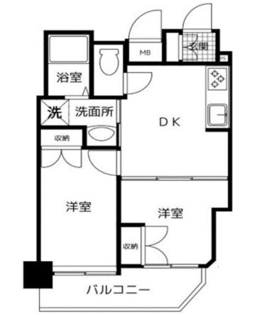 クレアシオン中野北(2DK/8階)の間取り写真