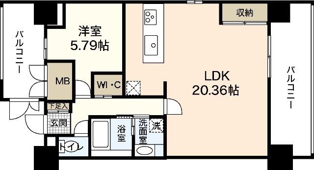 SK-2ND(1LDK/5階)の間取り写真