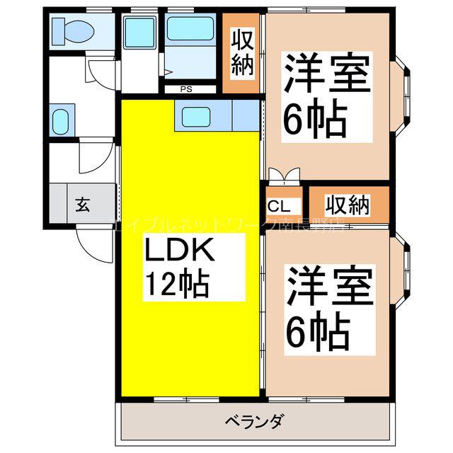 タカノハイツ2(2LDK/2階)の間取り写真