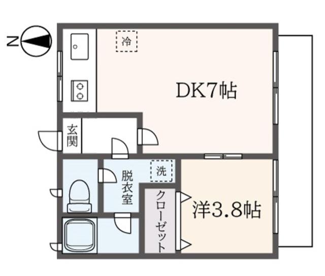 シティハイムHIRO(1DK/1階)の間取り写真