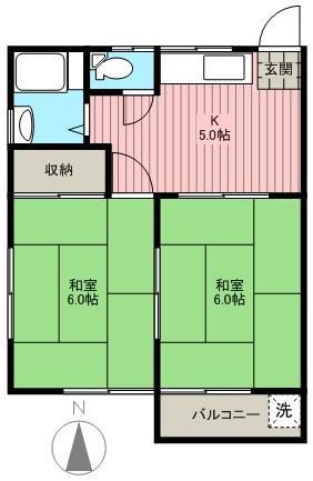 メゾンアルプス(2K/2階)の間取り写真