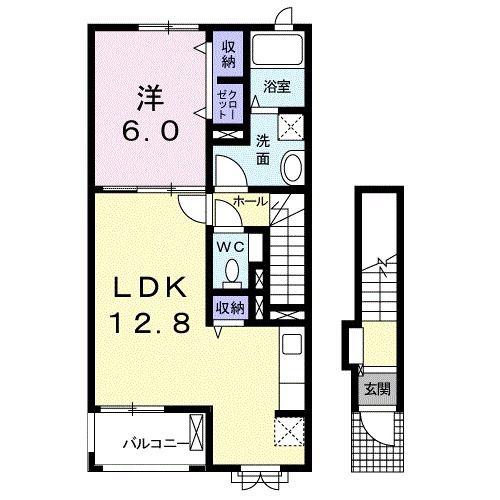AX下市場(1LDK/2階)の間取り写真