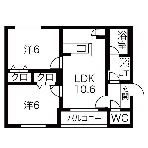 RITZ GRANDE 白石駅(2LDK/3階)の間取り写真