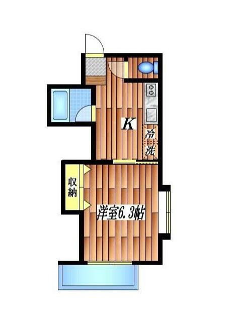 カリーノ(1K/2階)の間取り写真