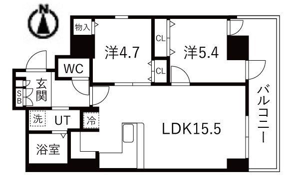 シティコート目黒(2LDK/4階)の間取り写真