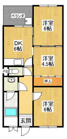 ハイツアザレア(3DK/3階)の間取り写真
