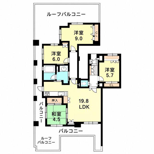 ロイヤル苦楽園松風町(4LDK/4階)の間取り写真