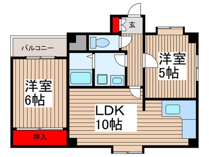 Uハイツ(2LDK/6階)の間取り写真
