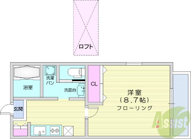 エクセルハウス(1K/2階)の間取り写真