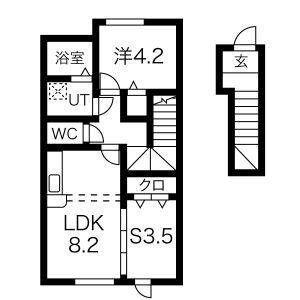 ラ・スリーズII(1SLDK/2階)の間取り写真