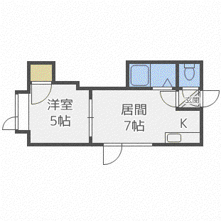 ロイヤルコート学園前(1DK/3階)の間取り写真