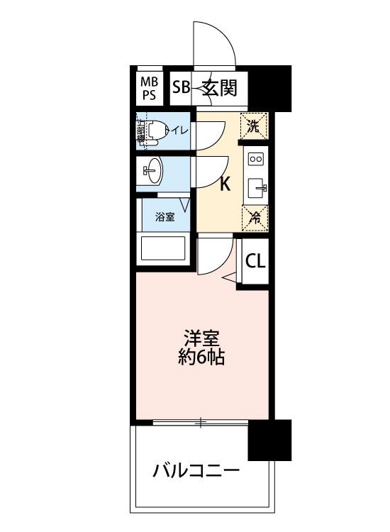 エグゼ江坂(1K/2階)の間取り写真