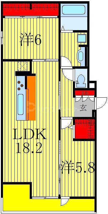 ノーブル ヴィラ(2LDK/2階)の間取り写真