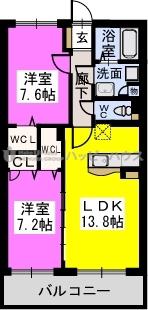 ツインヒルズ(2LDK/4階)の間取り写真