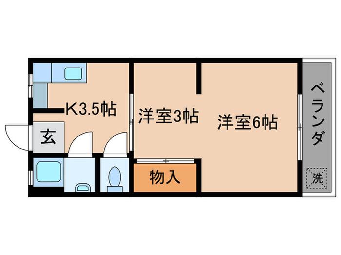 マンション山科A棟(2K/3階)の間取り写真