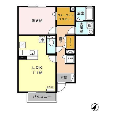 エスポワール(1LDK/1階)の間取り写真