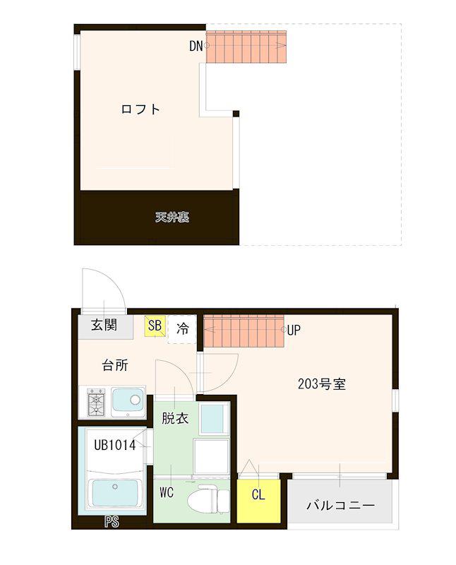 プリマヴェーラ七隈(1K/2階)の間取り写真
