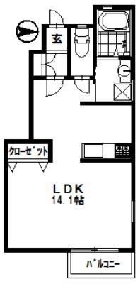 TERRA(ワンルーム/1階)の間取り写真