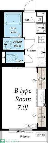 リブリ・MDI 足立I(1K/2階)の間取り写真