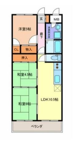 シャルム湊(3LDK/3階)の間取り写真