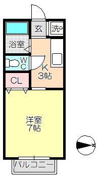 エスペーロ甲東I(ワンルーム/2階)の間取り写真