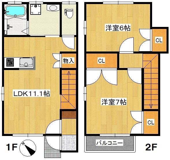 グランドソレイユ八木山II(2LDK/1階)の間取り写真
