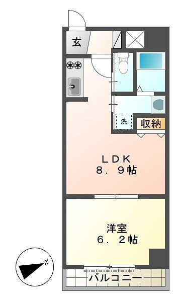 東亜建設第8ビル(1DK/1階)の間取り写真
