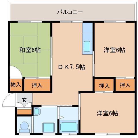 FVヴィラ(3DK/2階)の間取り写真