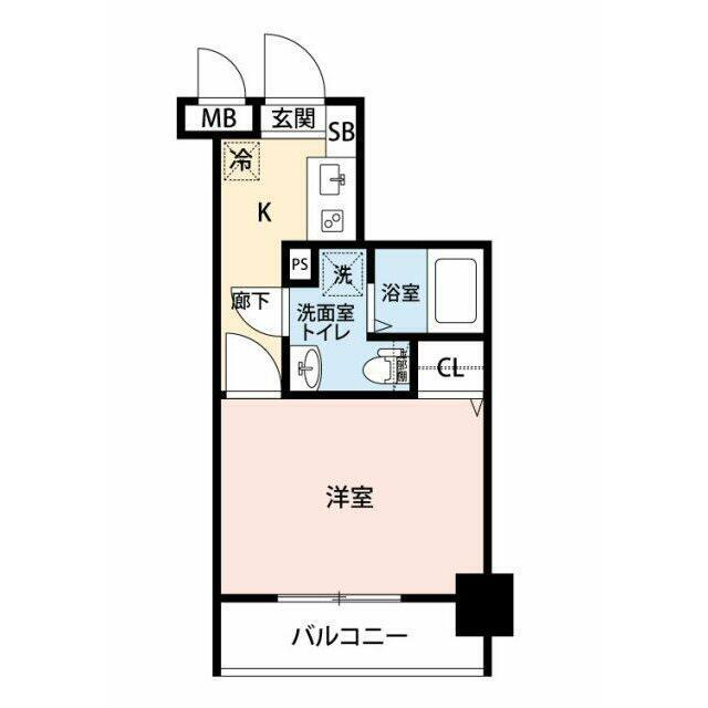 グリフィン横浜・桜木町参番館(1K/7階)の間取り写真