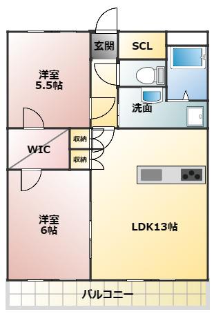 ラ・レジェンダ九品寺(2LDK/6階)の間取り写真