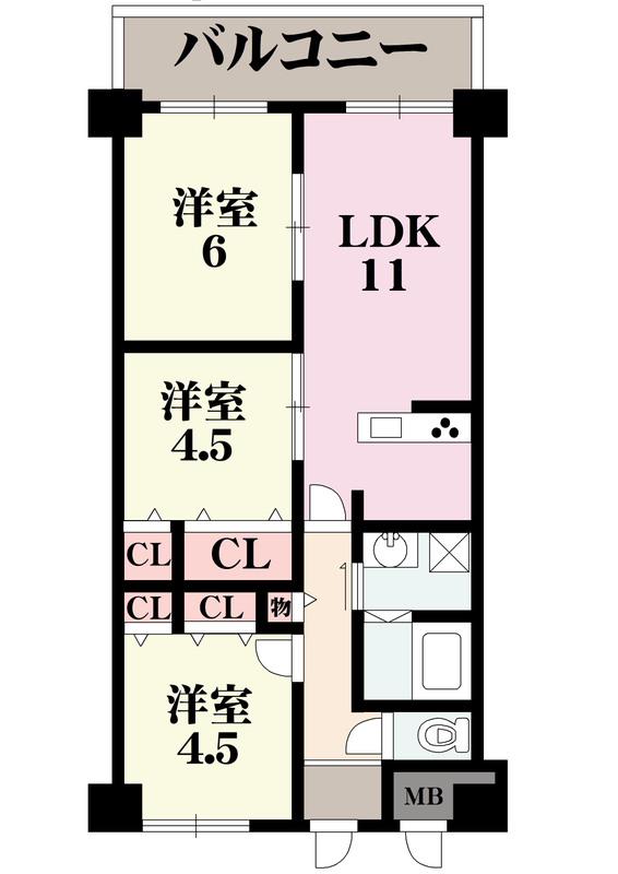 ネオコーポ桃谷(3LDK/1階)の間取り写真