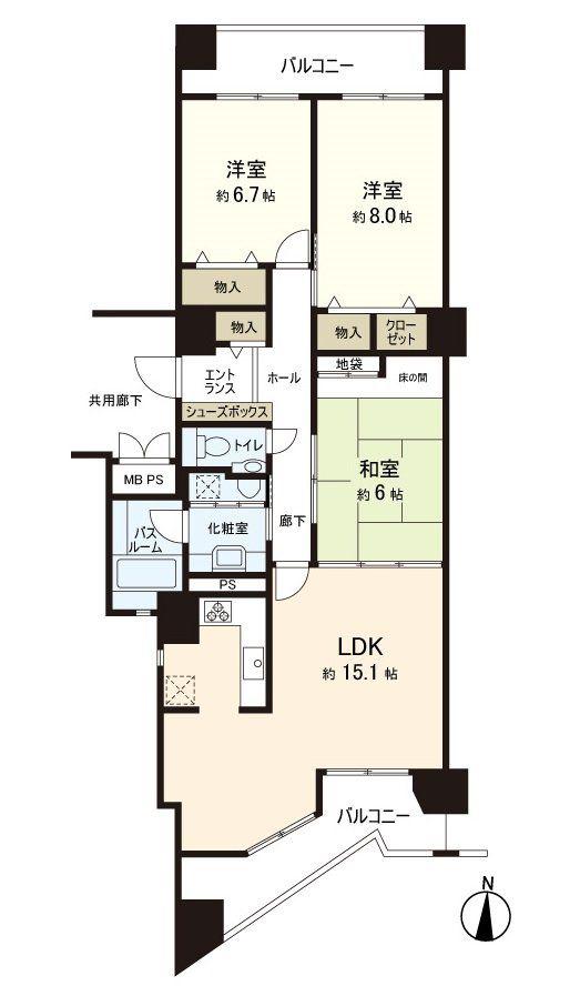 クリスタージュ壱番館(3LDK/4階)の間取り写真