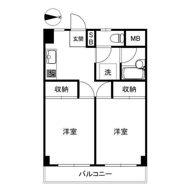 栄広クリアシティ第2(2DK/3階)の間取り写真