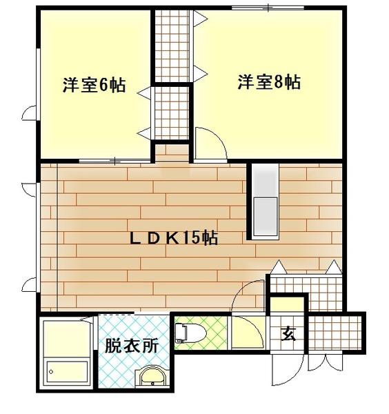 ロンデニオン(2LDK/2階)の間取り写真