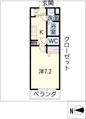 プラウランド小牧(1K/1階)の間取り写真