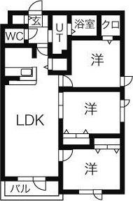 白南ハイツ1(3LDK/2階)の間取り写真