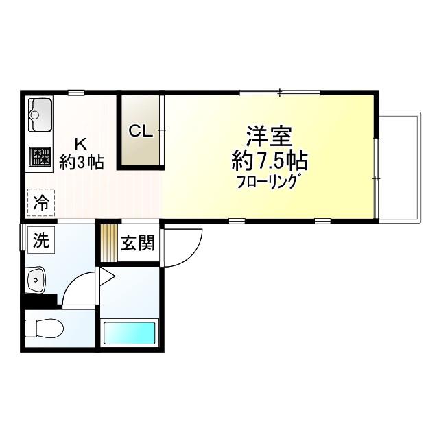 メゾンドボーテ(1K/1階)の間取り写真