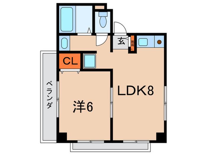 メゾン岸地(1LDK/3階)の間取り写真